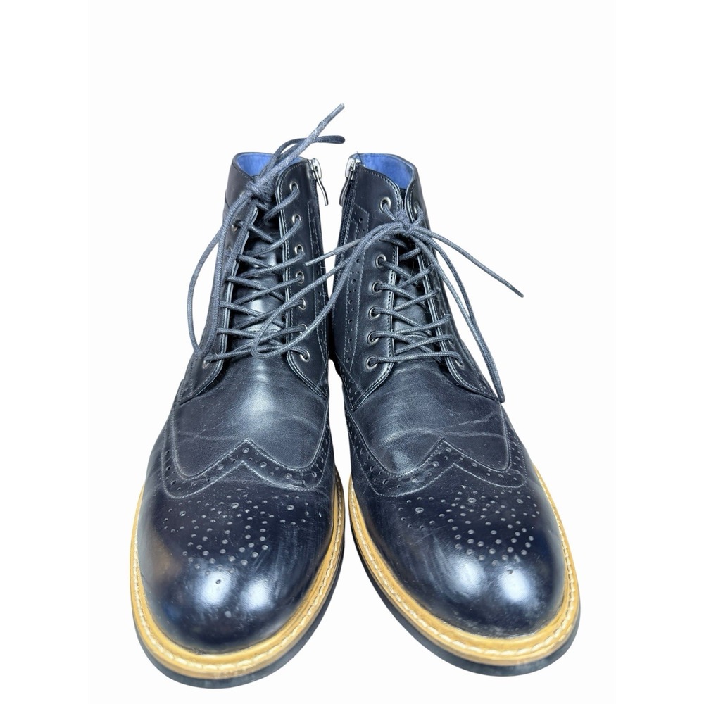 Bruno Marc Bergen-01 Wingtip Ankle Boots Men's 11 Black Leather‎ Brogue Lace Up